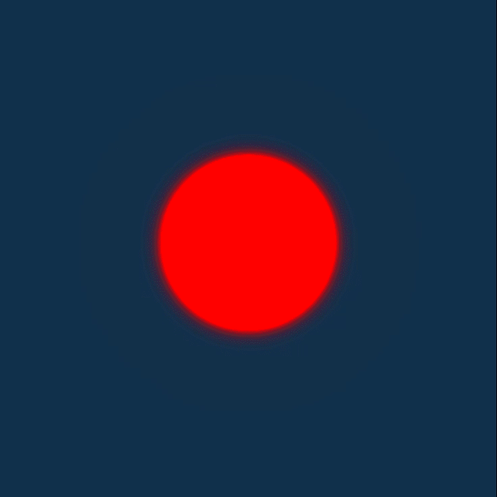 Pulsing effect with softness around the edges of the shape.