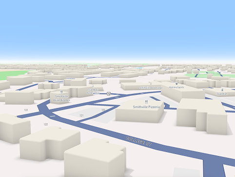 Exploring 3D map version in a less densely populated area. The image is more bland and doesn't appear as exciting as a big city/well-known place.