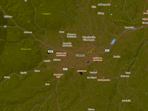 For this map, I went to Cuenca, Ecuador - a city nestled in the Andes which I travelled to. In this map, I explore streets, hill shading to bring out the depth of the geography and changed the fonts and colours of the labels. The colour scheme for this map was taken from a photo of Cuenca.