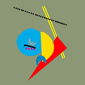 This is a portrait of 'me' at home (one of my favourite places to be). The background colour is one of my favourite colours. The shapes represent that I'm a morning person, I'm introverted, my pets (I used to have) who would be at home with me, and my location/where home currently is. This portrait was captured with my head in my hands representing a relaxed state