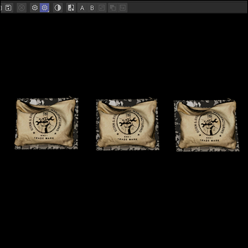 I then compared how each bag would look when the Polygon Reudction Generator was applied. From left to right, the bags are at 50%, 60%, and 75%. When rendered, they all looked the same.